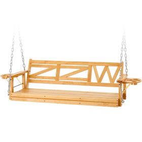 Wooden Outdoor Porch Swing With 3-seat (Option: Nature)