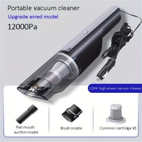 Wired Silver And Red Car Vacuum Cleaner Car With Strong Suction Handheld Vacuum Cleaner Small Mini Rechargeable Home Vacuum Cleaner (Color: Silver)
