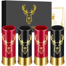 4 Deer Heads 1.5 Ounces - Reusable High-quality Plastic Bullet Cup, Suitable For Whiskey, Cocktails, And Wine, Perfect For Bars, Parties, And Gifts (Option: Black Red XJB0108)