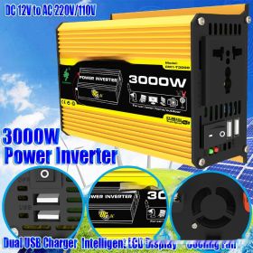 Inverter 12V To 220V110V3000W Vehicle Solar Power Conversion Inverter Off-grid High Frequency Correction (Option: Yellow Style-110V-300w)