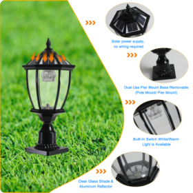20 Golden Solar Powered LED Outdoor Lantern, Vintage Garden Light With Elegant Glass Design For Pathways, Yards, And Patios 1-Pack (Option: Bronze)