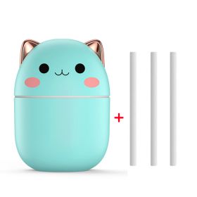 Air Humidifier Cute Cat Ultra-Silent USB Office Household Bedroom Car Aromatherapy Air Purifier With Led Cool Mist Spray (Option: Green-USB)