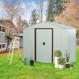 8ft X 4ft Outdoor Metal Storage Shed White YX48 (Color: White)