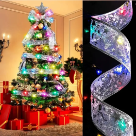A Christmas Tree With 32 Feet Of Ribbon (Option: Silvery Ribbon Colourful)