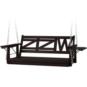 Wooden Outdoor Porch Swing With 2-Seat (Option: Dark Brown)
