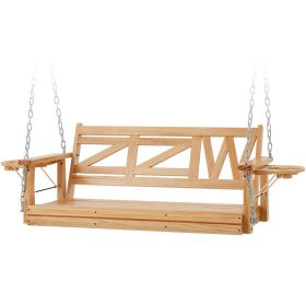 Wooden Outdoor Porch Swing With 2-Seat (Option: Nature)
