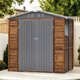4x6FT Iron-Wood Combination Tool Shed  A Perfect Blend Of Nature And Functionality (Option: Wood)