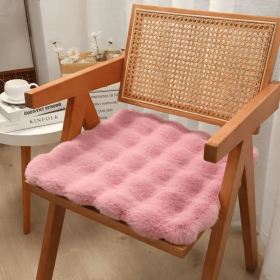 Imitation rabbit fur carpet square chair cover seat cushion, luxury rabbit fur small rug fluffy floor mat, suitable for living room sofa (Color: Pink, size: 45cm)