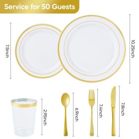 Gold/Silver Plastic Tableware Set - 350PC  Gatherings of 50+people (PCS: Gold)