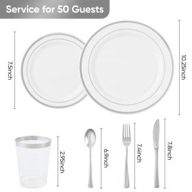 Gold/Silver Plastic Tableware Set - 350PC  Gatherings of 50+people (PCS: Silver)