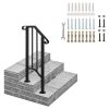 Outdoor Stair Handrail for 1 to 4 Steps Black Carbon Steel Transitional Hand Rail Kit with Installation Hardware Safety Railing for Porch Deck Patio C