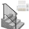 Outdoor Stair Handrail for 1 to 4 Steps Black Carbon Steel Transitional Hand Rail Kit with Installation Hardware Safety Railing for Porch Deck Patio C