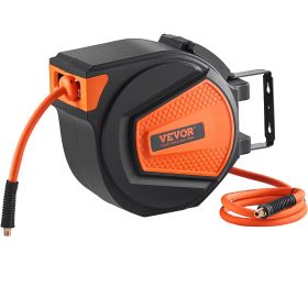VEVOR Retractable Air Hose Reel, 3/8 IN x 50 FT Hybrid Air Hose Max 300PSI, Air Compressor Hose Reel with 5 ft Lead in (Default: Default)