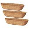 3Pcs 24in/30in/36in Trough Coco Liners For Planters Coconut Coir Planter for Window Box Hanging Trough Basket Half Moon Planter Liner Replacement For