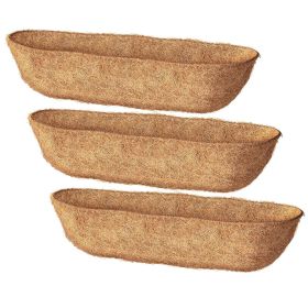 3Pcs 24in/30in/36in Trough Coco Liners For Planters Coconut Coir Planter for Window Box Hanging Trough Basket Half Moon Planter Liner Replacement For (Color: Yellow, size: 24in)