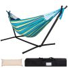 Double Hammock with Space Saving Steel Stand Includes Portable Carrying Case and Head Pillow, 450 Pounds Capacity