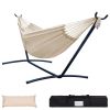 Double Hammock with Space Saving Steel Stand Includes Portable Carrying Case and Head Pillow, 450 Pounds Capacity