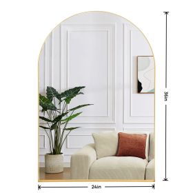 Arched Wall Mirror, 24"×36" Bathroom Mirror Deep Frame (Color: Gold)