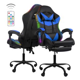 Ergonomic gaming chairs for gaming, adult office chairs suitable for long periods of sitting - home computer chairs (Color: Black and blue)