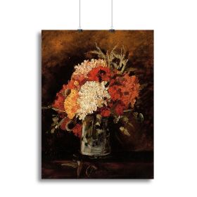 Vase with Carnations by Van Gogh Canvas Print or Poster (Type: Standard Framed Canvas Print, size: 28" x 20" / 70cm x 50cm (approx))