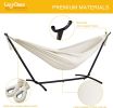 Double Hammock with Space Saving Steel Stand Includes Portable Carrying Case and Head Pillow, 450 Pounds Capacity