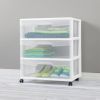 3 Drawer Wide Plastic Storage Cart with Clear Pull Out Drawers, Black