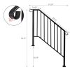 Outdoor Stair Handrail for 1 to 4 Steps Black Carbon Steel Transitional Hand Rail Kit with Installation Hardware Safety Railing for Porch Deck Patio C