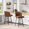 The bar stools feature an arched backrest and seat design, and are paired with black metal thin legs