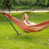 Double Hammock with Space Saving Steel Stand Includes Portable Carrying Case and Head Pillow, 450 Pounds Capacity