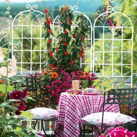 4 Pack Metal Garden Trellis 86.7x19.7 Rustproof For Climbing Plants Outdoor (Color: White)